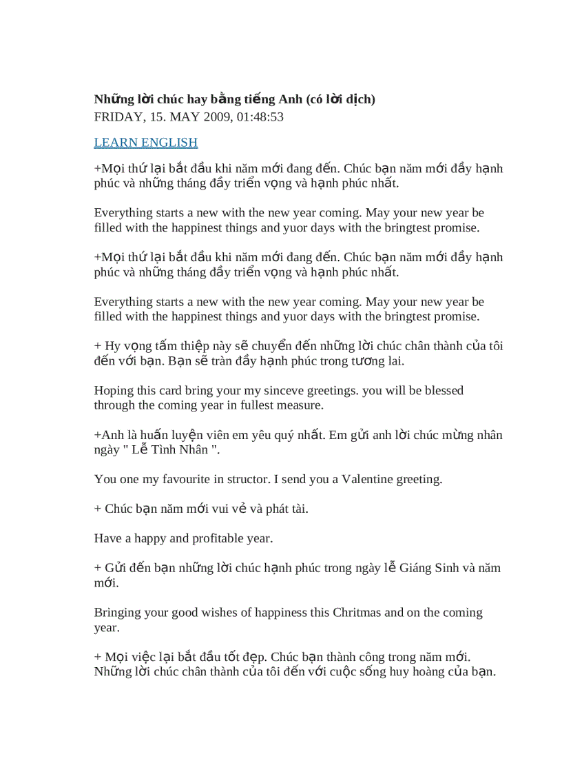 image for page Những lời chúc hay bằng tiếng anh