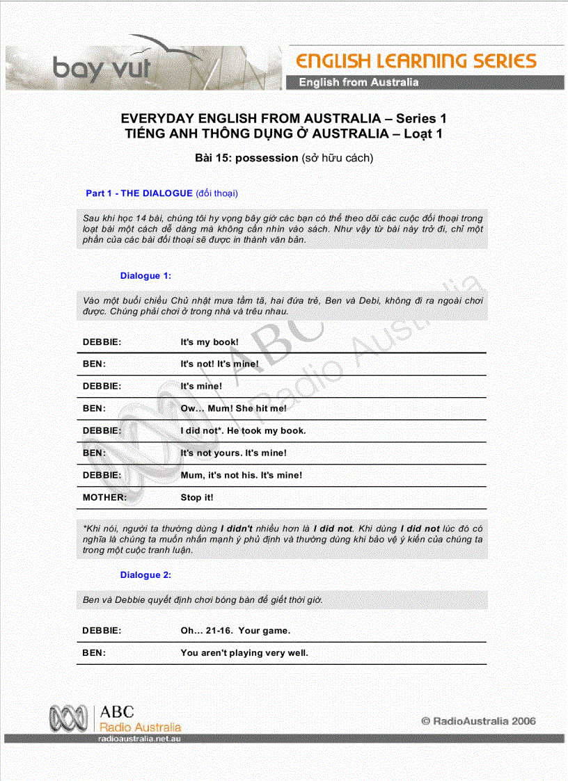image for page Hướng dẫn thực hành anh ngữ của đài phát thanh AUSTRALIA chuyên đề dành cho người Việt Nam 1
