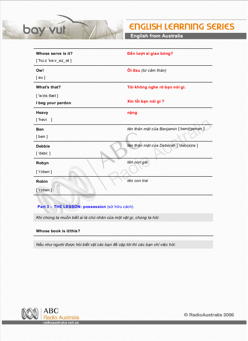 image for page Hướng dẫn thực hành anh ngữ của đài phát thanh AUSTRALIA chuyên đề dành cho người Việt Nam 1