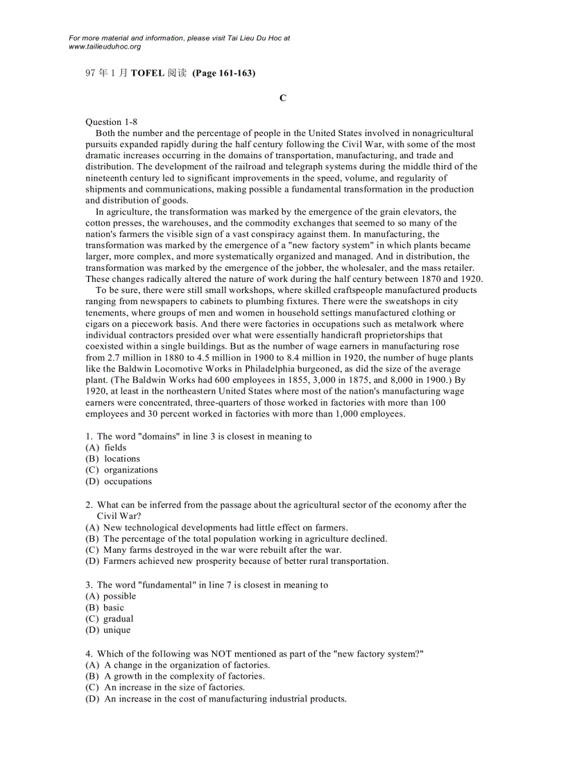 image for page Đề thi TOEFL năm 1997