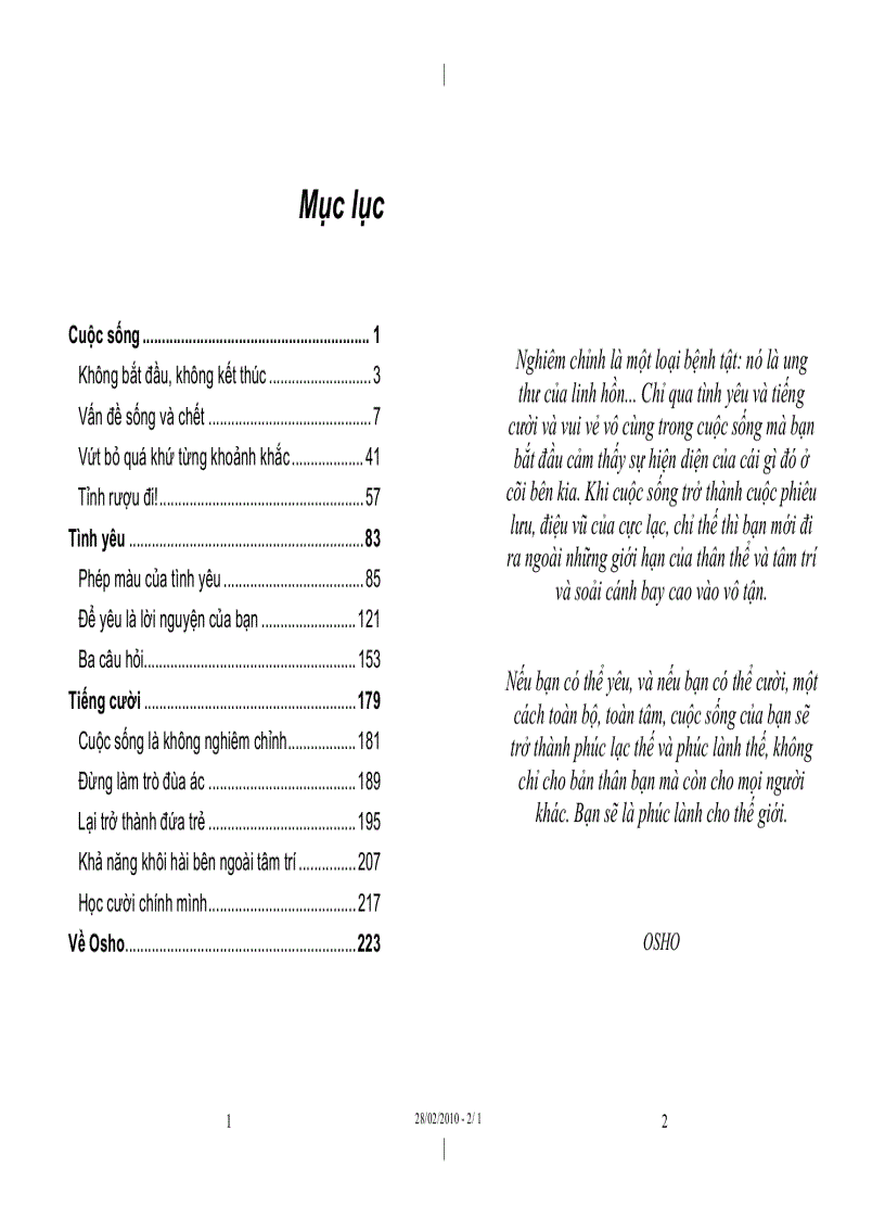 image for page Tủ sách Osho Cuộc sống Tình yêu Tiếng cười