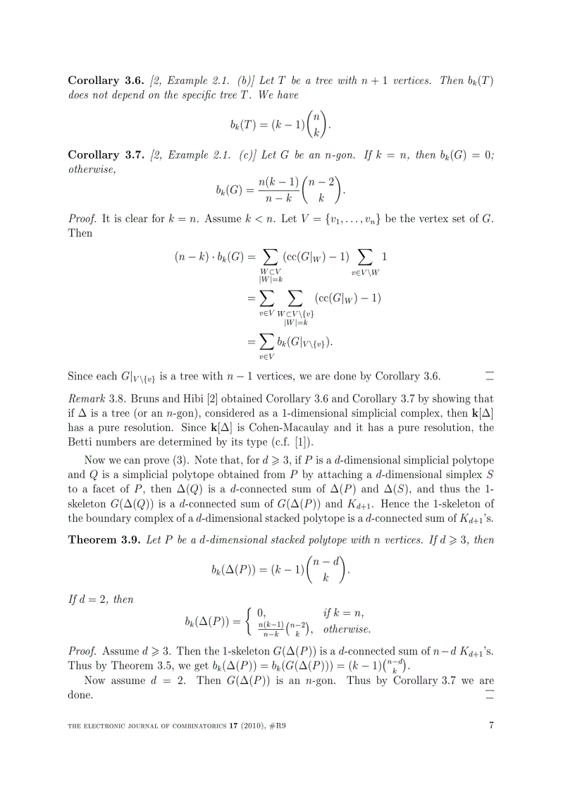 image for page A combinatorial proof of a formula for Betti numbers of a stacked polytope