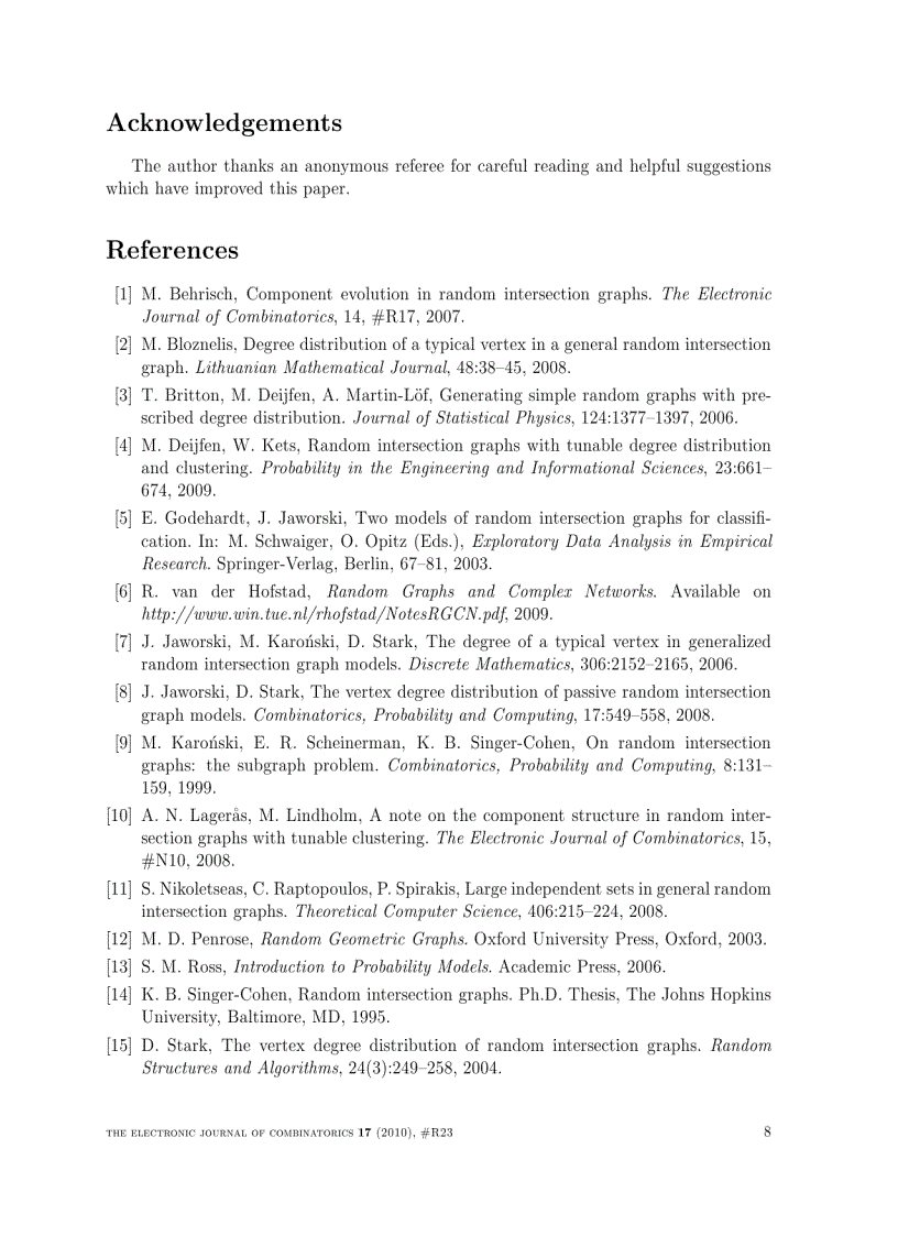 image for page Degree distributions in general random intersection graphs