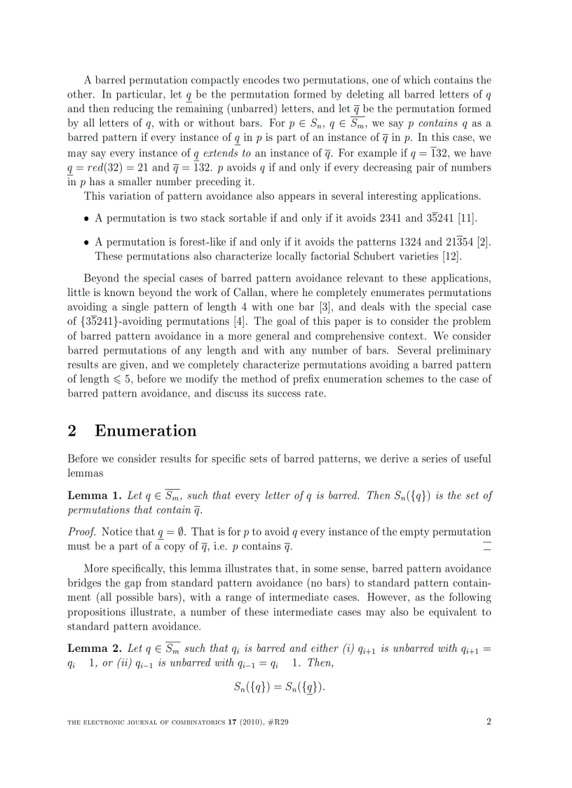 image for page Enumeration Schemes for Permutations Avoiding Barred Patterns
