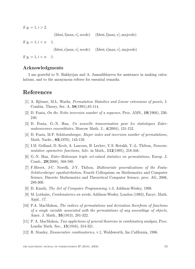 image for page MacMahon s theorem for a set of permutations with given descent indices and right maximal records