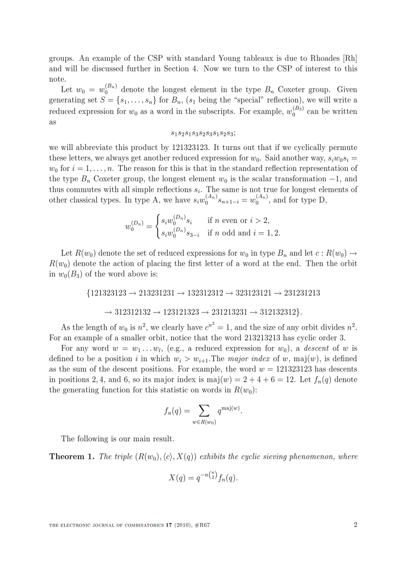 image for page Cyclic sieving for longest reduced words in the hyperoctahedral group