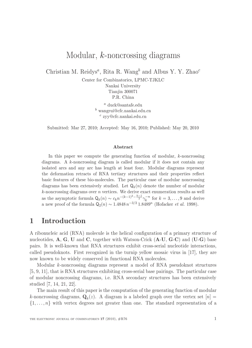 image for page Modular k noncrossing diagrams