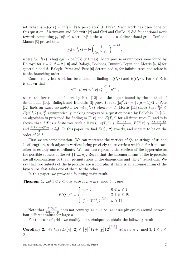 image for page Largest minimal percolating sets in hypercubes under 2 bootstrap percolation