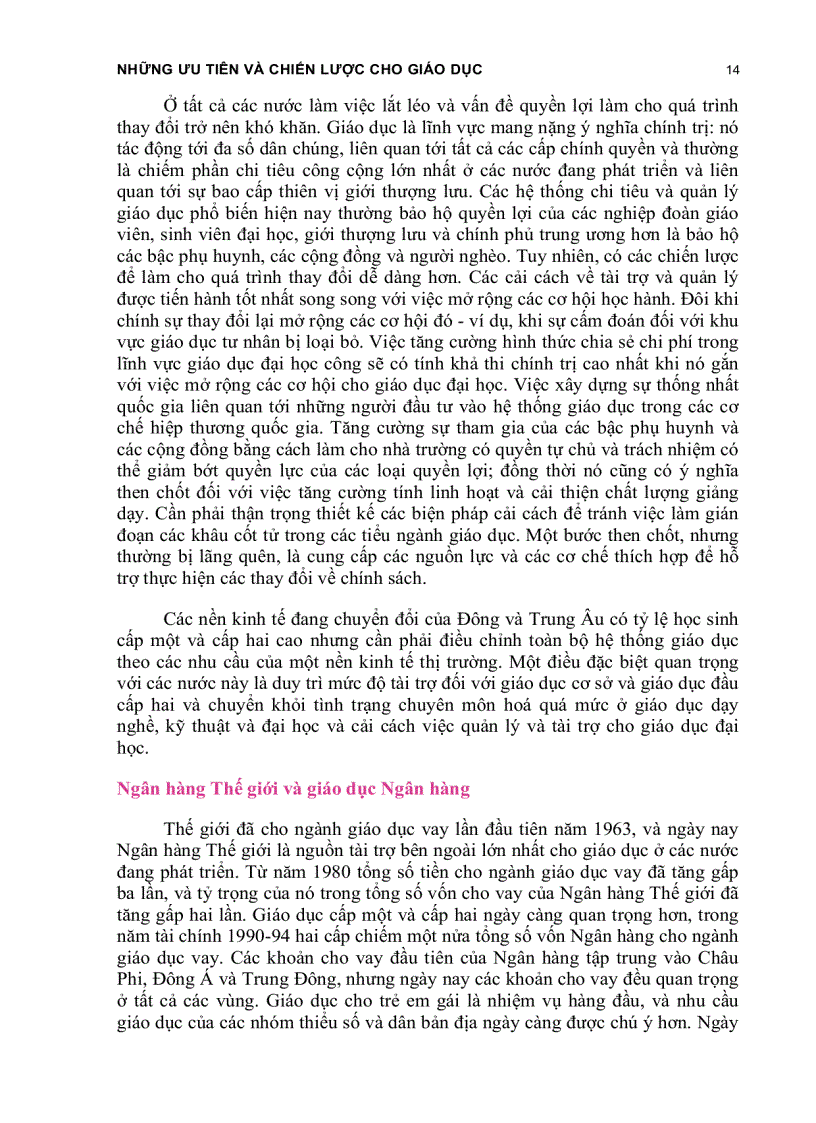 image for page Những ưu tiên và chiến lược cho Giáo Dục