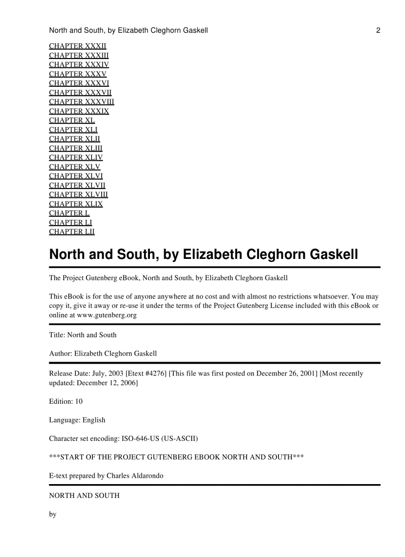 North and South by Elizabeth Gaskell