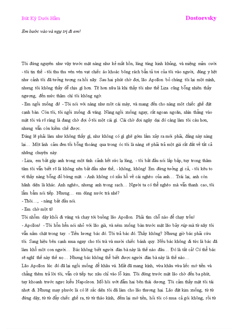 image for page Bút Ký Dưới Hầm Dostoevsky