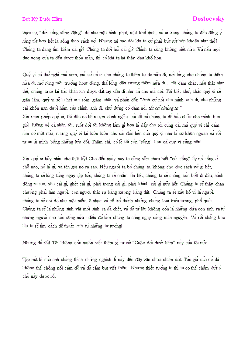 image for page Bút Ký Dưới Hầm Dostoevsky