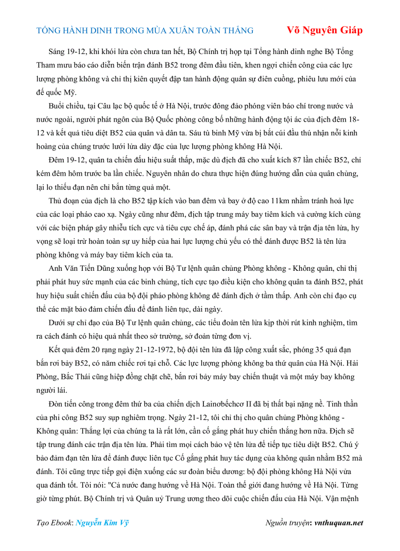 image for page Ebook TỔNG HÀNH DINH TRONG MÙA XUÂN TOÀN THẮNG Võ Nguyên Giáp