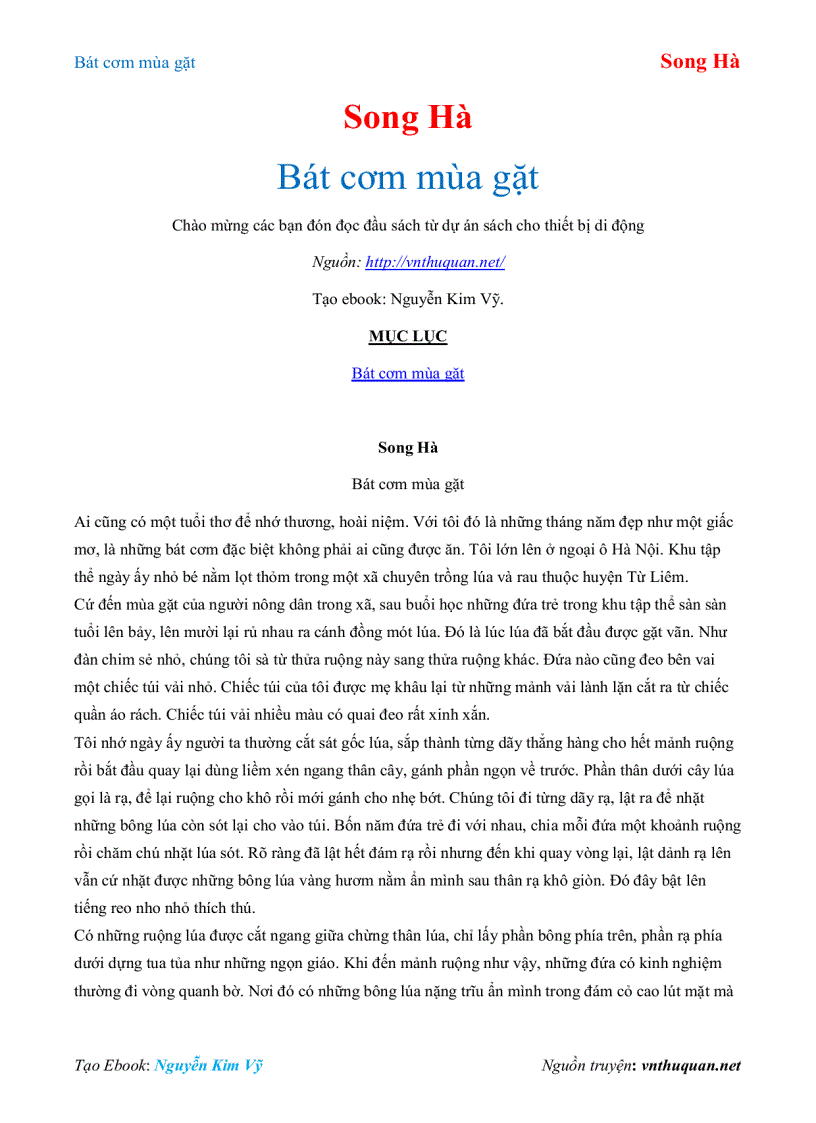 image for page Ebook Bát cơm mùa gặt Song Hà