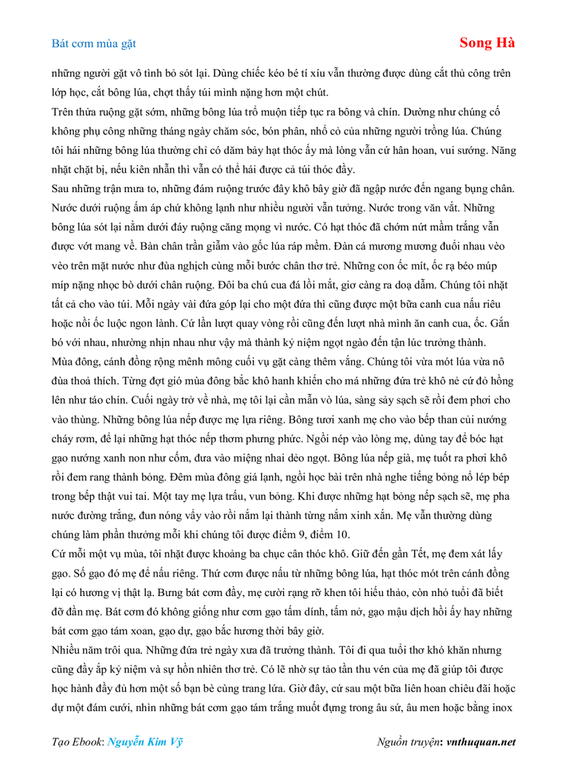 image for page Ebook Bát cơm mùa gặt Song Hà