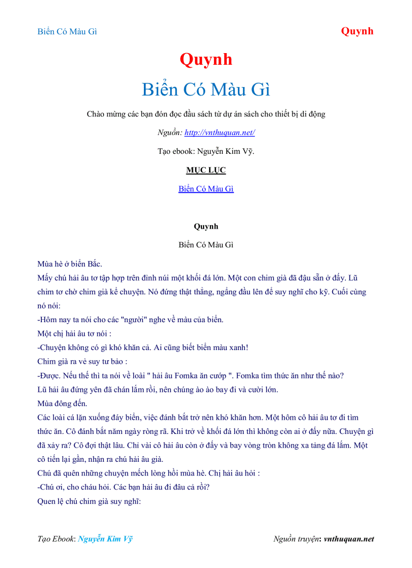 image for page Ebook Biển Có Màu Gì Quynh