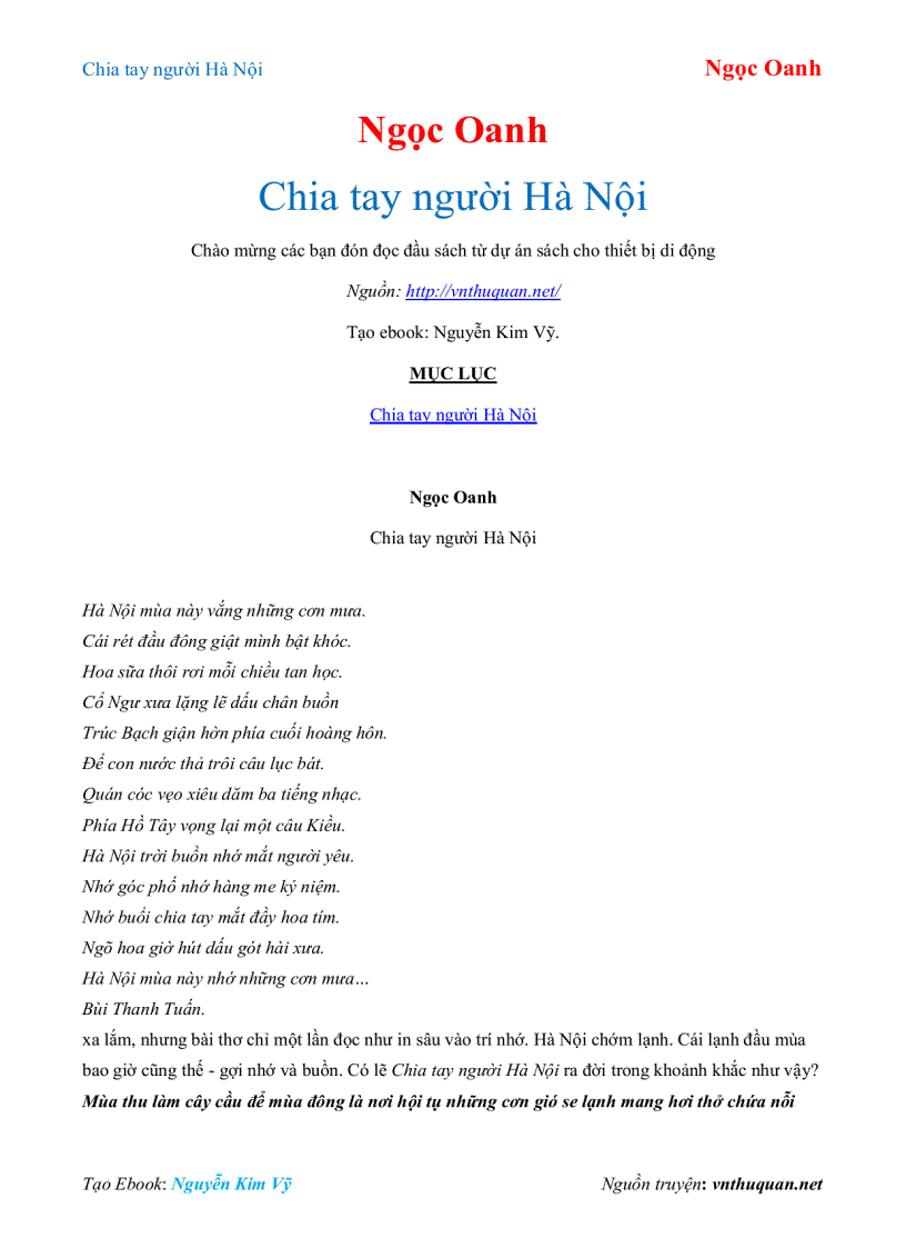 image for page Ebook Chia tay người Hà Nội Ngọc Oanh