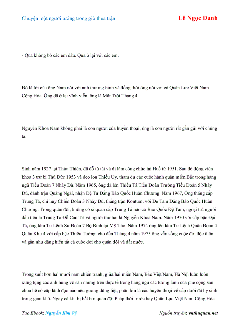 image for page Ebook Chuyện một người tướng trong giờ thua trận Lê Ngọc Danh