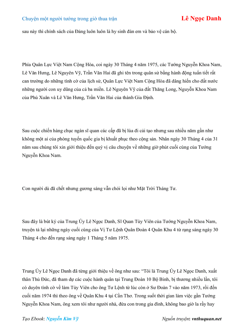 image for page Ebook Chuyện một người tướng trong giờ thua trận Lê Ngọc Danh