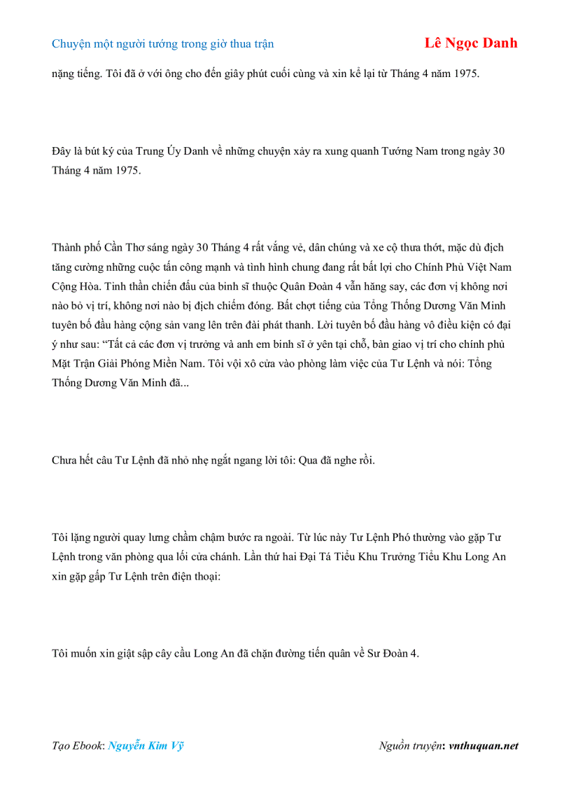 image for page Ebook Chuyện một người tướng trong giờ thua trận Lê Ngọc Danh