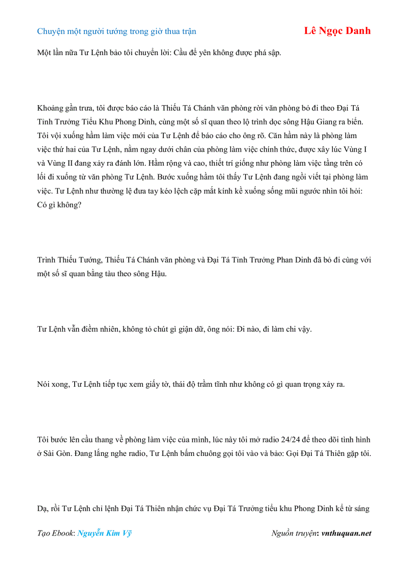 image for page Ebook Chuyện một người tướng trong giờ thua trận Lê Ngọc Danh