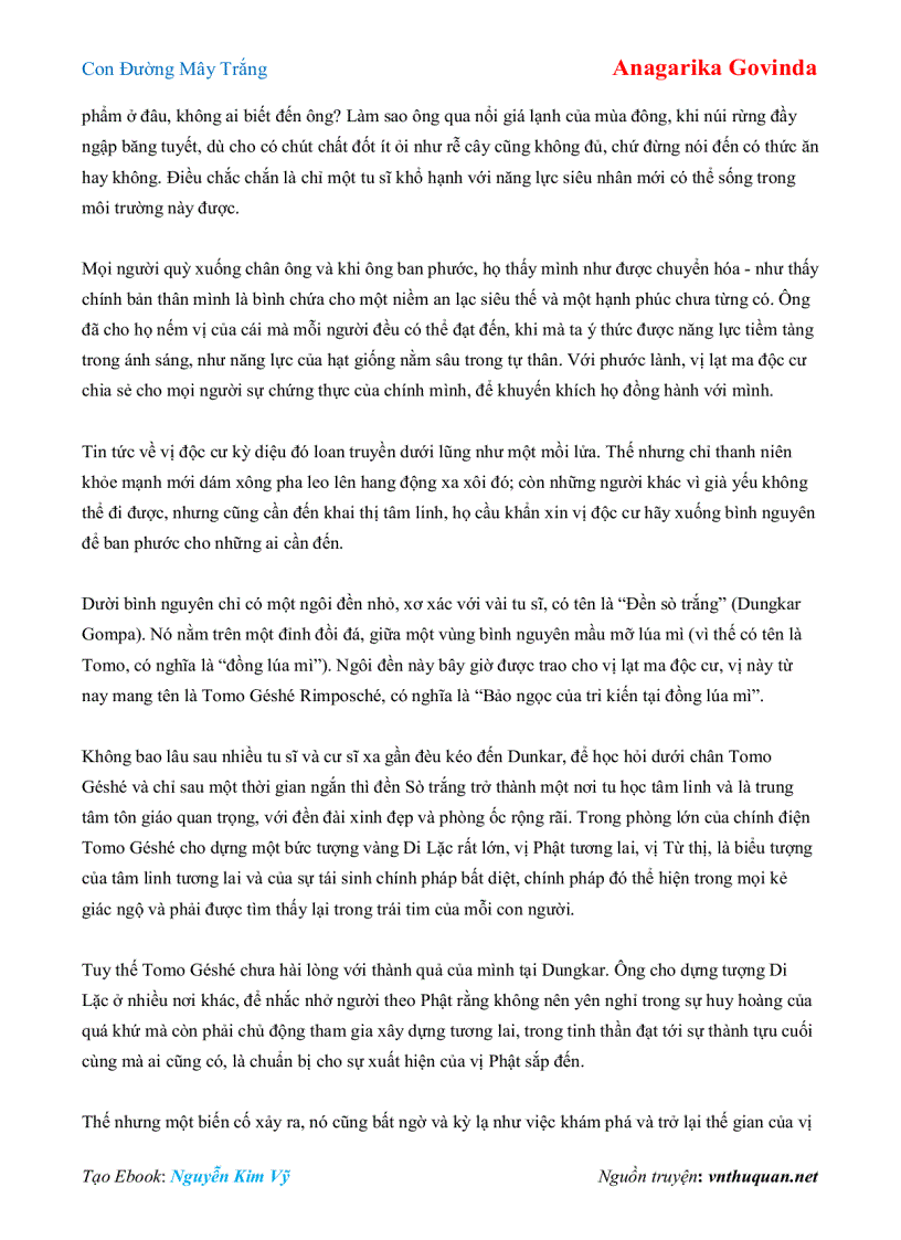 image for page Ebook Con Đường Mây Trắng Anagarika Govinda