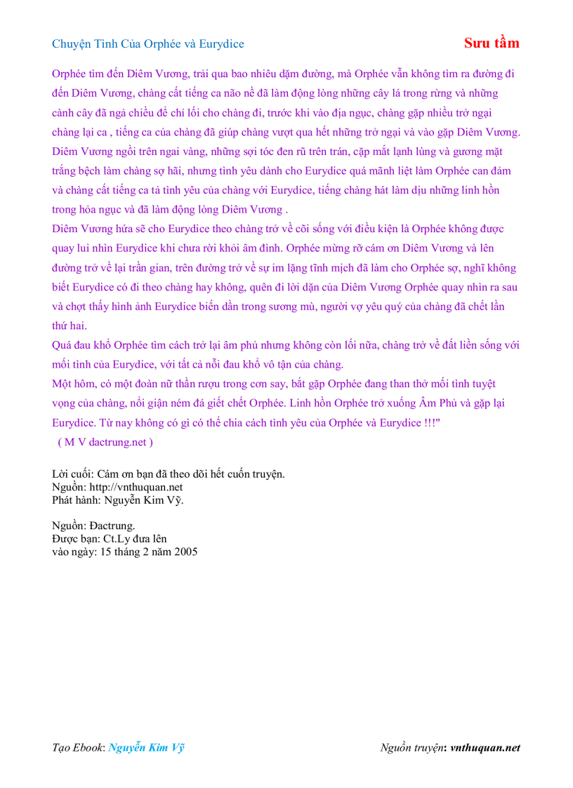 image for page Ebook Chuyện Tình Của Orphée và Eurydice