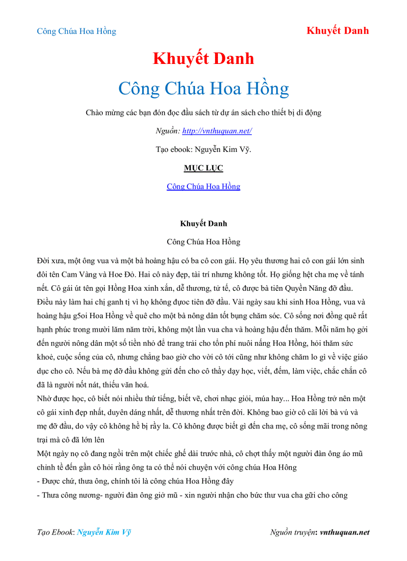 image for page Ebook Công Chúa Hoa Hồng