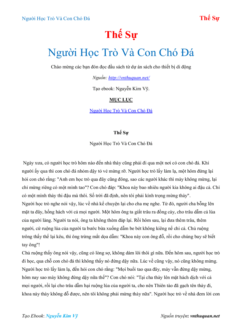image for page Ebook Người Học Trò Và Con Chó Đá Thế Sự