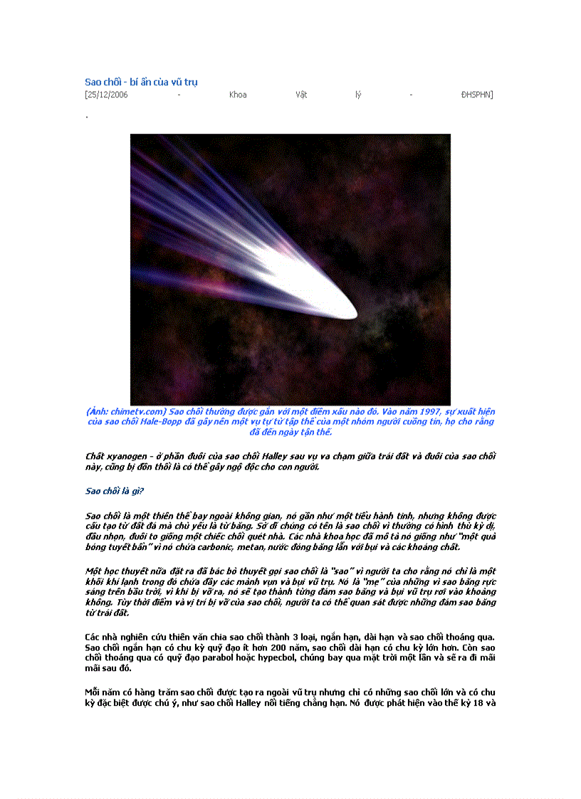 image for page Sao chổi bí ẩn của vũ trụ