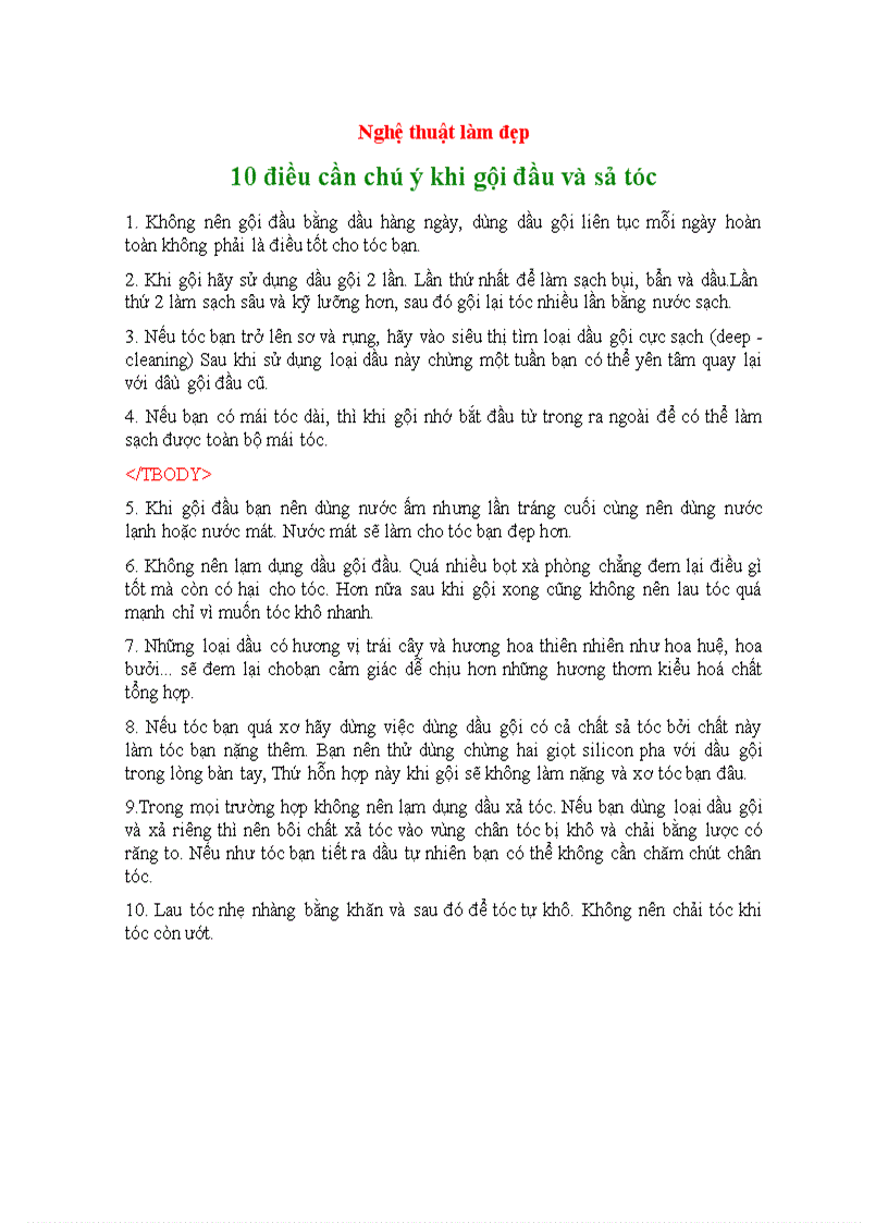 image for page 10 điều cần chú ý khi gội đầu và sả tóc