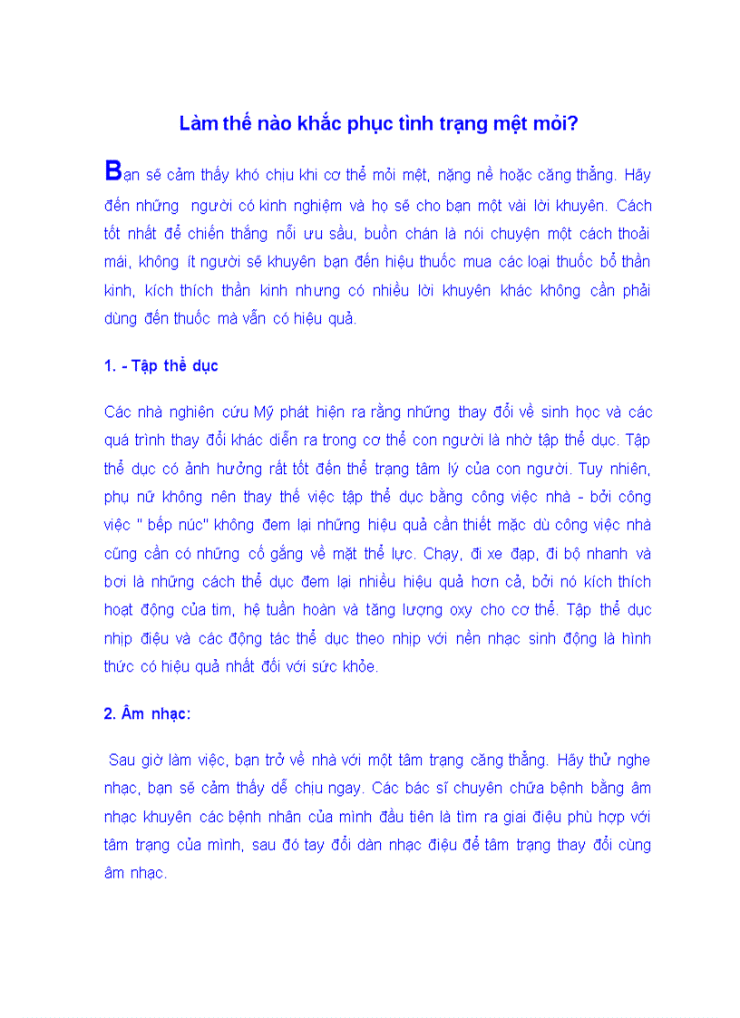 image for page Làm thế nào khắc phục tình trạng mệt mỏi