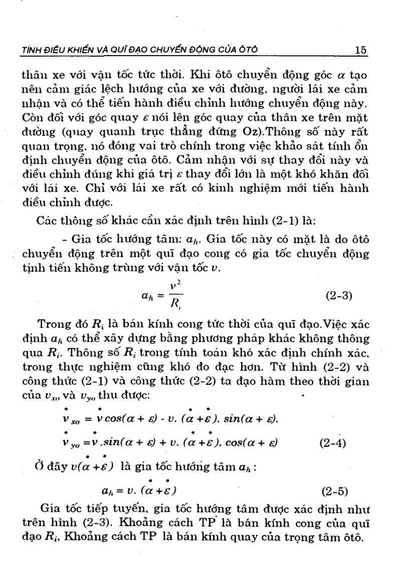 image for page Tính điều khiển và quỹ đạo chuyển động của ô tô