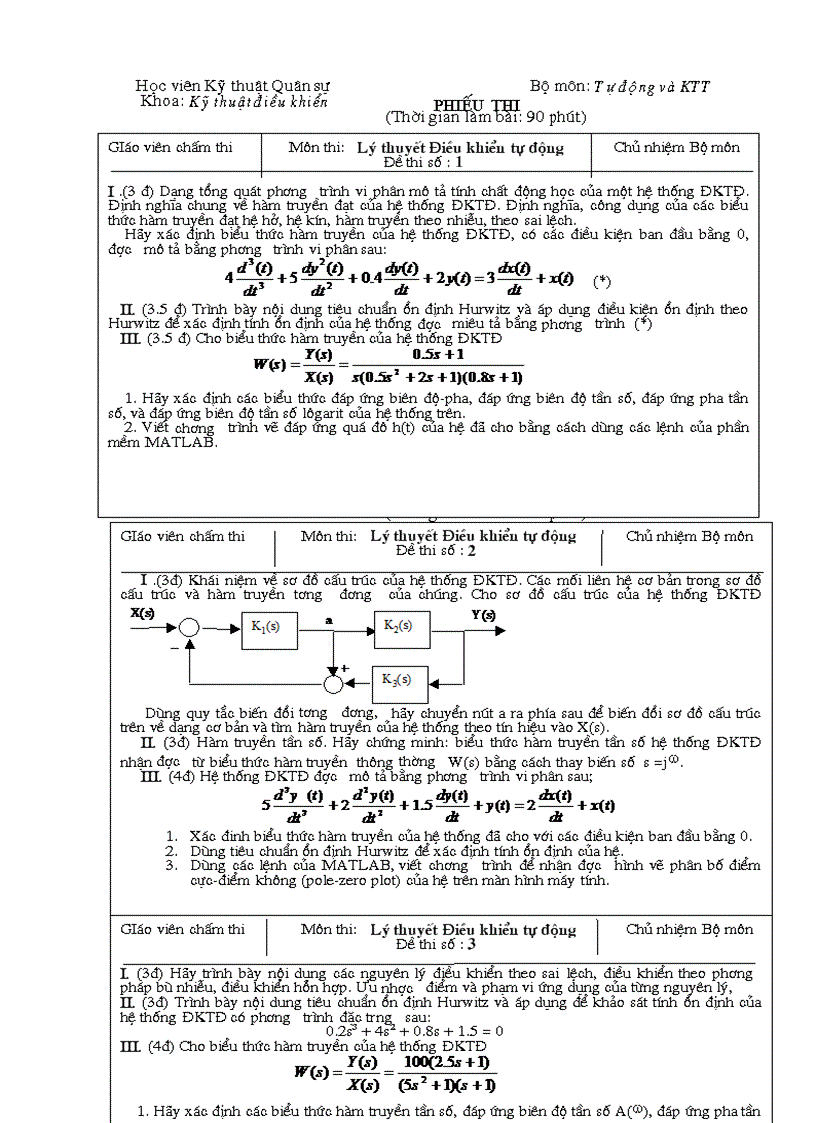 image for page 43 câu hỏi Lý thuyêt điều khiển và điều chỉnh tự động đề thi 1