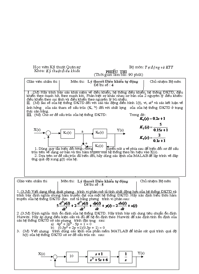 image for page 43 câu hỏi Lý thuyêt điều khiển và điều chỉnh tự động đề thi 1
