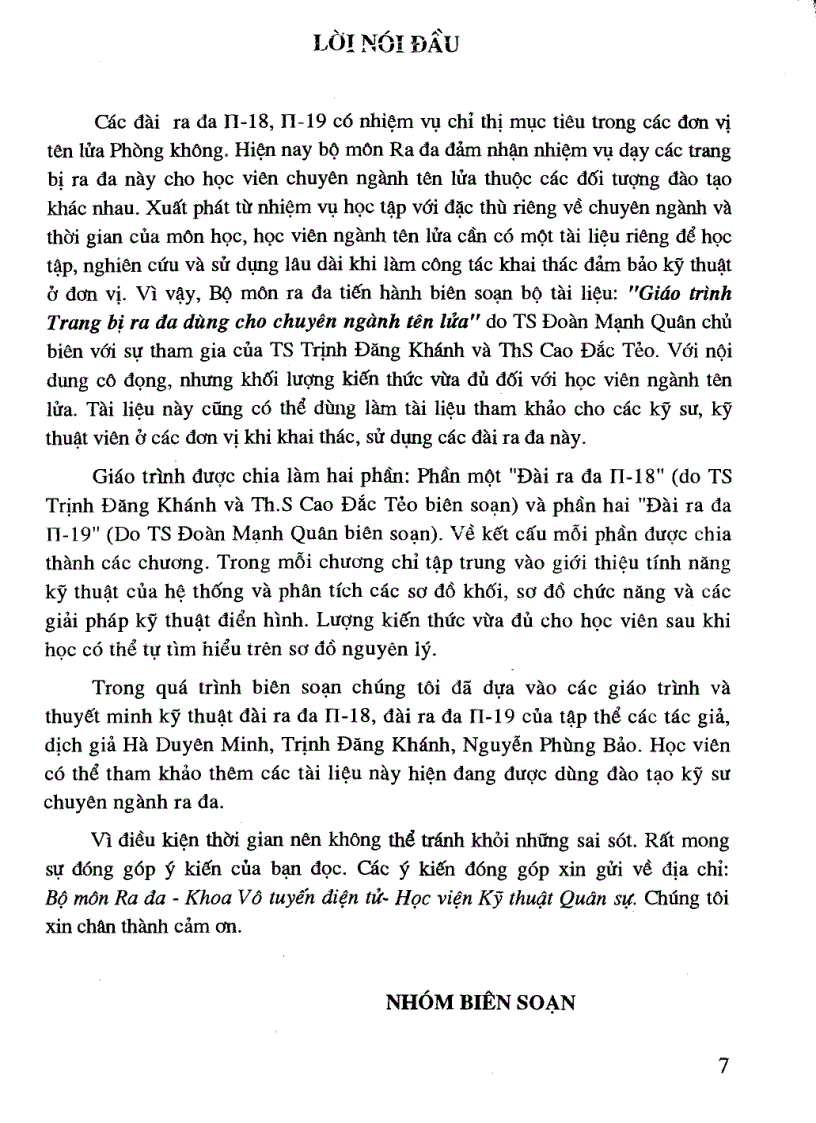 image for page Giáo trình trang bị RADA