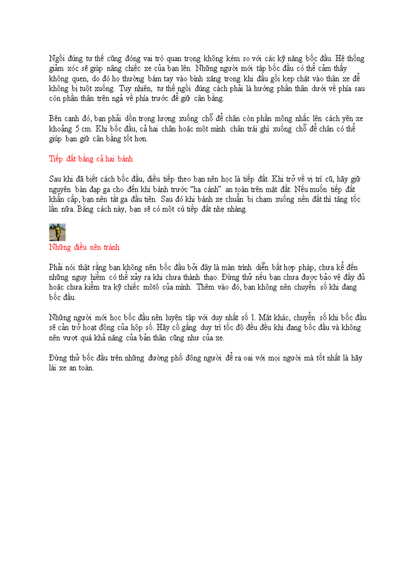 image for page Kỹ thuật bốc đầu xe máy