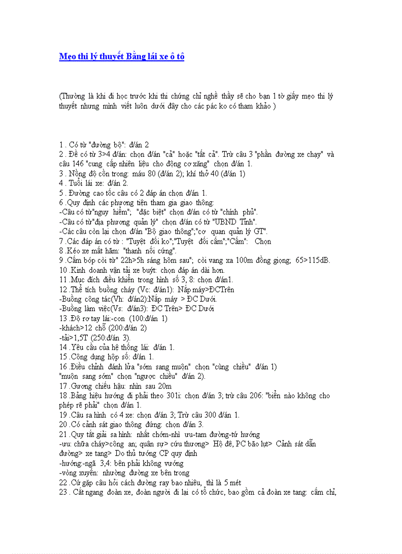 image for page Mẹo thi lý thuyết Bằng lái xe ô tô