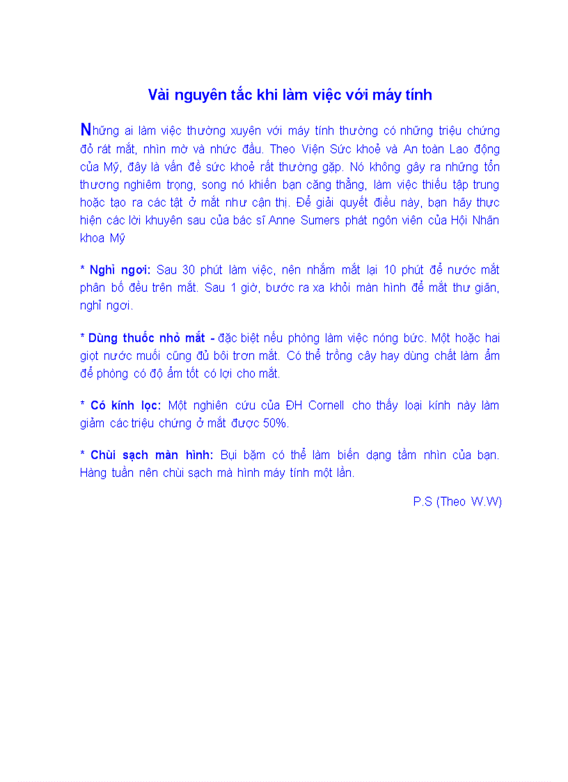 image for page Vài nguyên tắc khi làm việc với máy tính