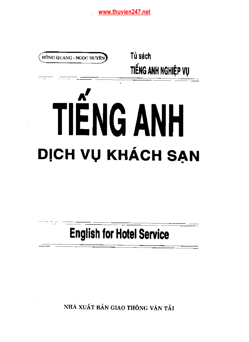 Sách học Tiếng Anh Khách Sạn