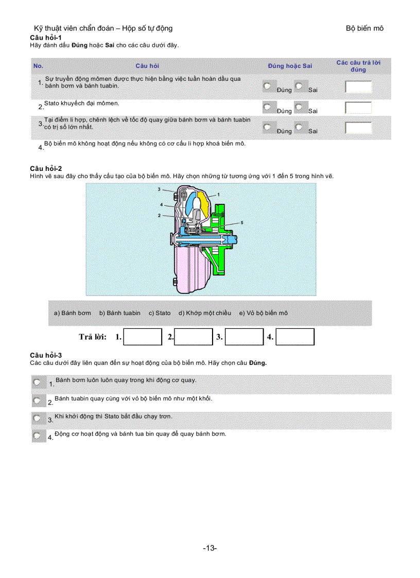 image for page Khái quát chung về bộ biến mô mem trong HTTL xe ô tô