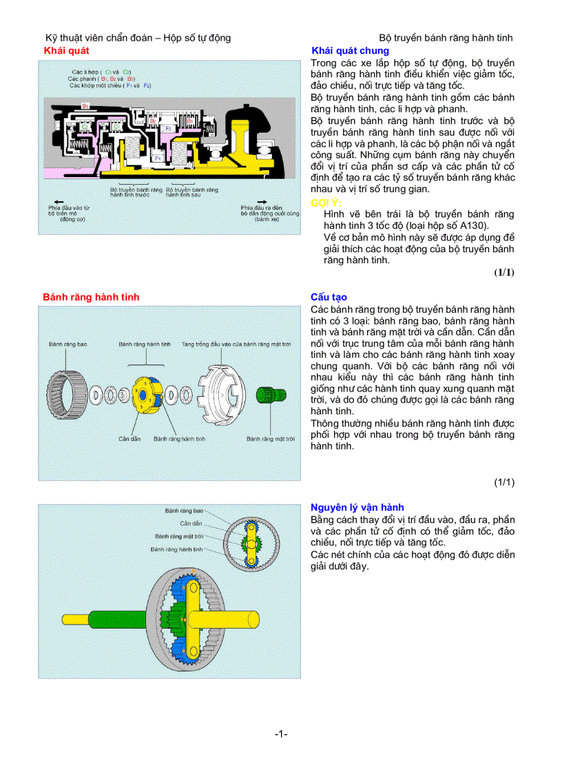 image for page Cấu tạo và nguyên lý hoạt động của bộ truyền bánh răng hành tinh trong hộp số tự động
