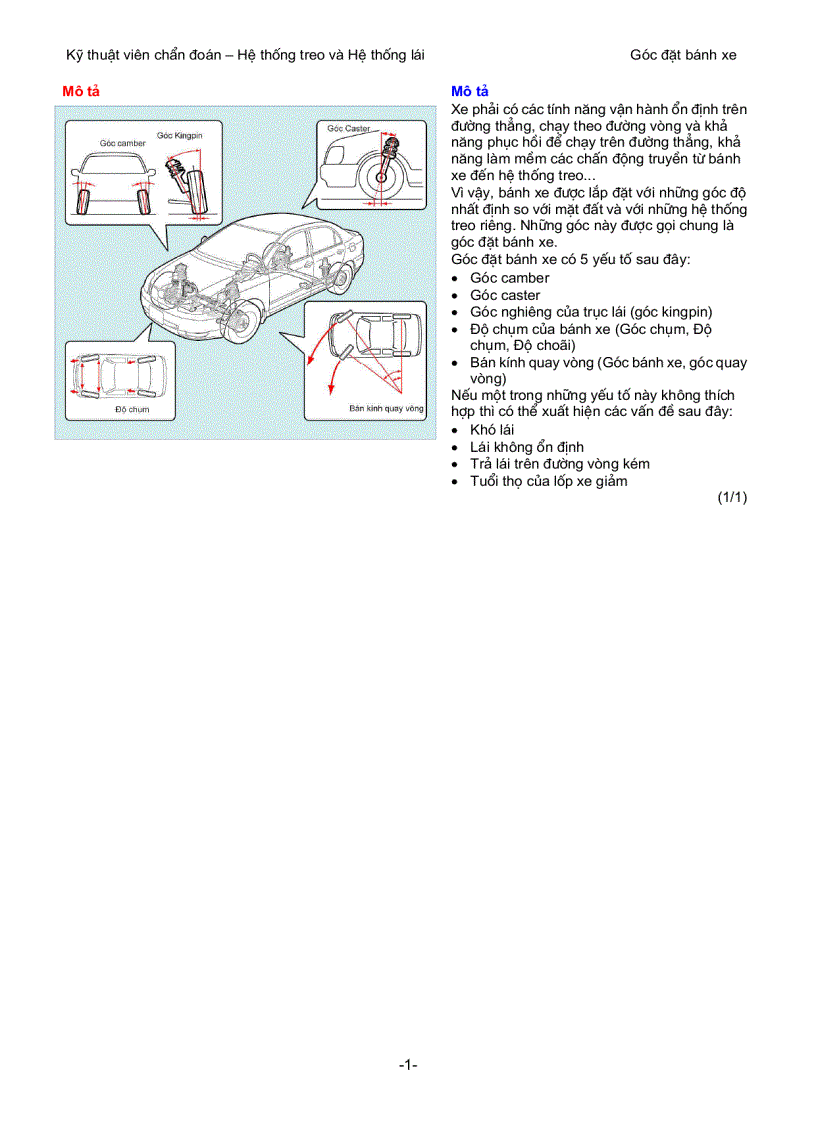 image for page Tìm hiểu góc đặt bánh xe của ô tô