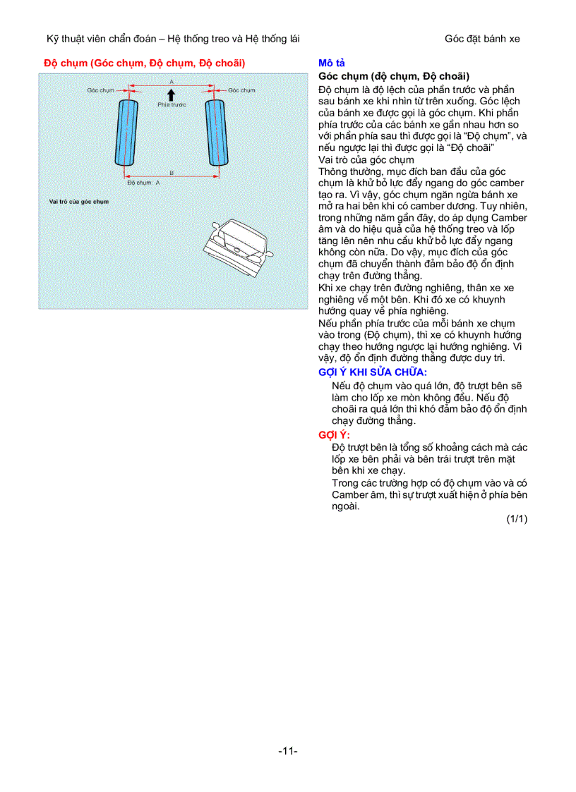 image for page Tìm hiểu góc đặt bánh xe của ô tô