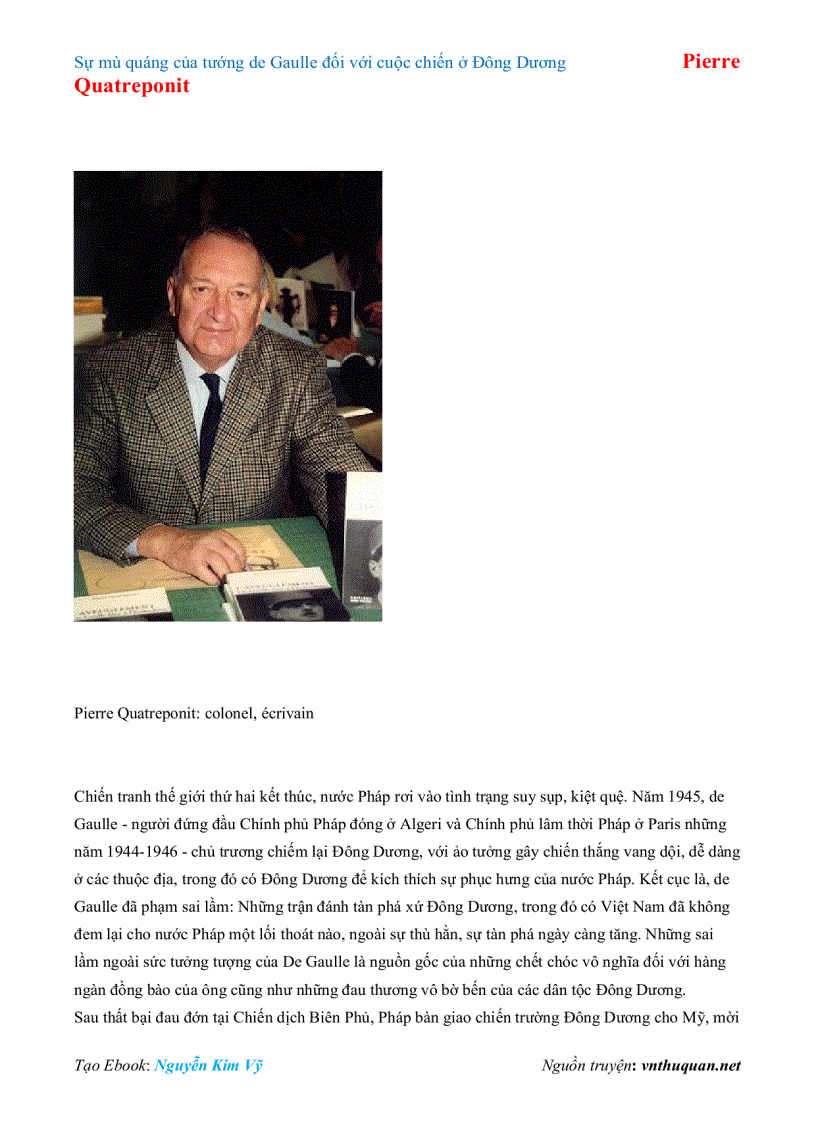 image for page Ebook Sự mù quáng của tướng de Gaulle đối với cuộc chiến ở Đông Dương Pierre Quatreponit