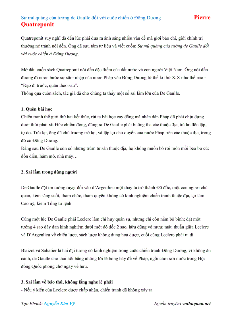 image for page Ebook Sự mù quáng của tướng de Gaulle đối với cuộc chiến ở Đông Dương Pierre Quatreponit