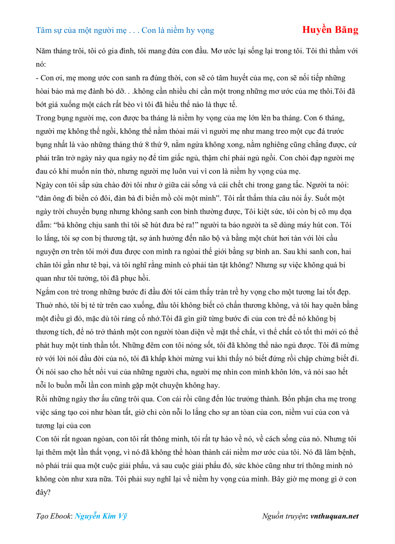 image for page Ebook Tâm sự của một người mẹ Con là niềm hy vọng Huyền Băng