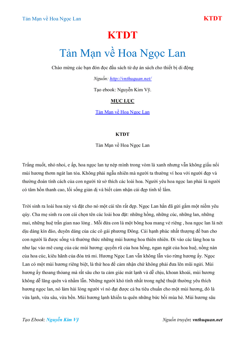 image for page Ebook Tản Mạn về Hoa Ngọc Lan KTDT