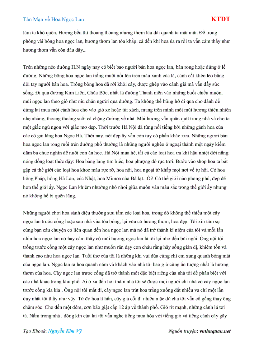 image for page Ebook Tản Mạn về Hoa Ngọc Lan KTDT