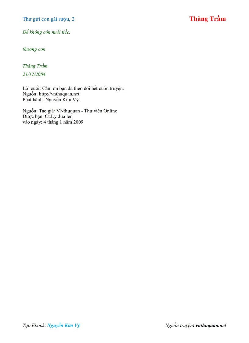 image for page Ebook Thư gửi con gái rượu 2 Thăng Trầm